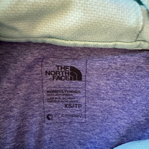 The North Face TNF Long Sleeve Hooded Base Layer Mint and Purple - Picture 5 of 7